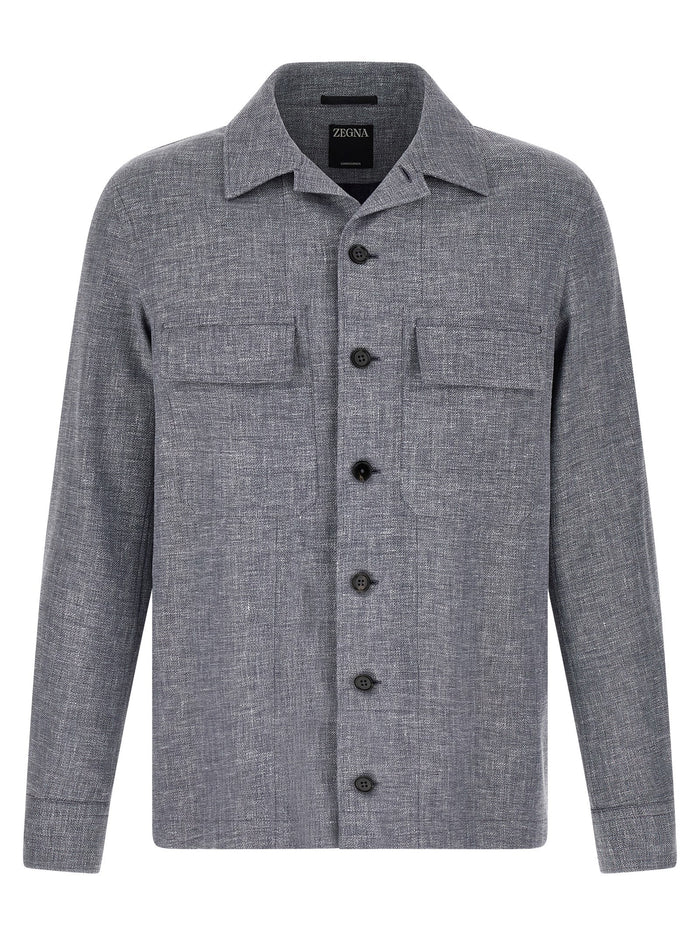 Zegna 46% Linen overshirt in gray