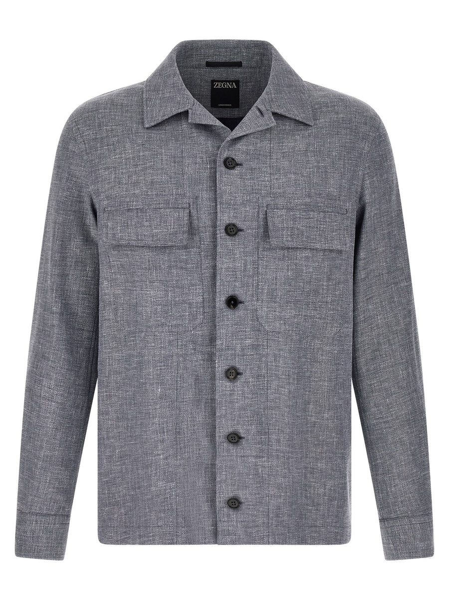Zegna 46% Linen overshirt in gray