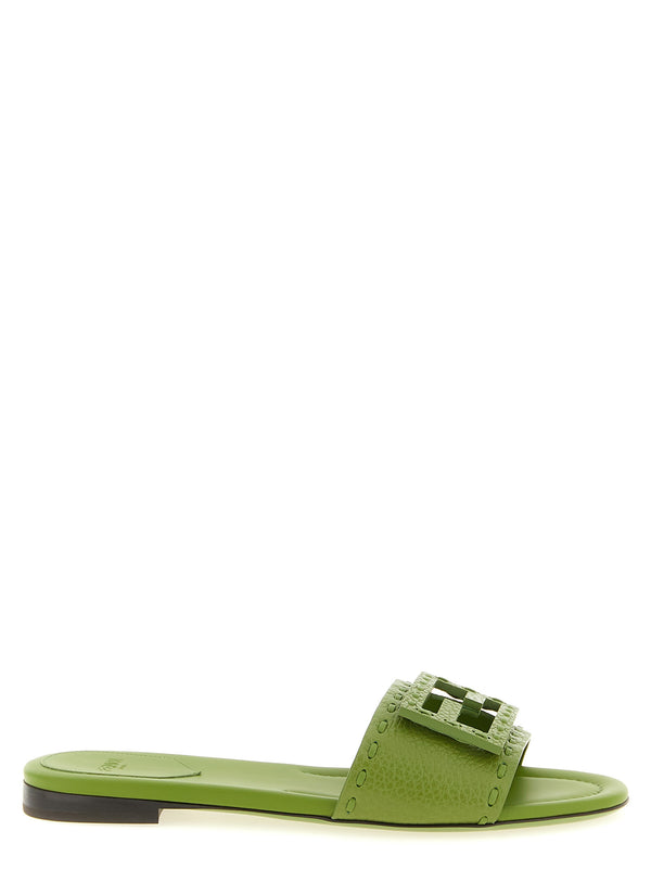 Fendi 100% Calfskin Leather slides in green