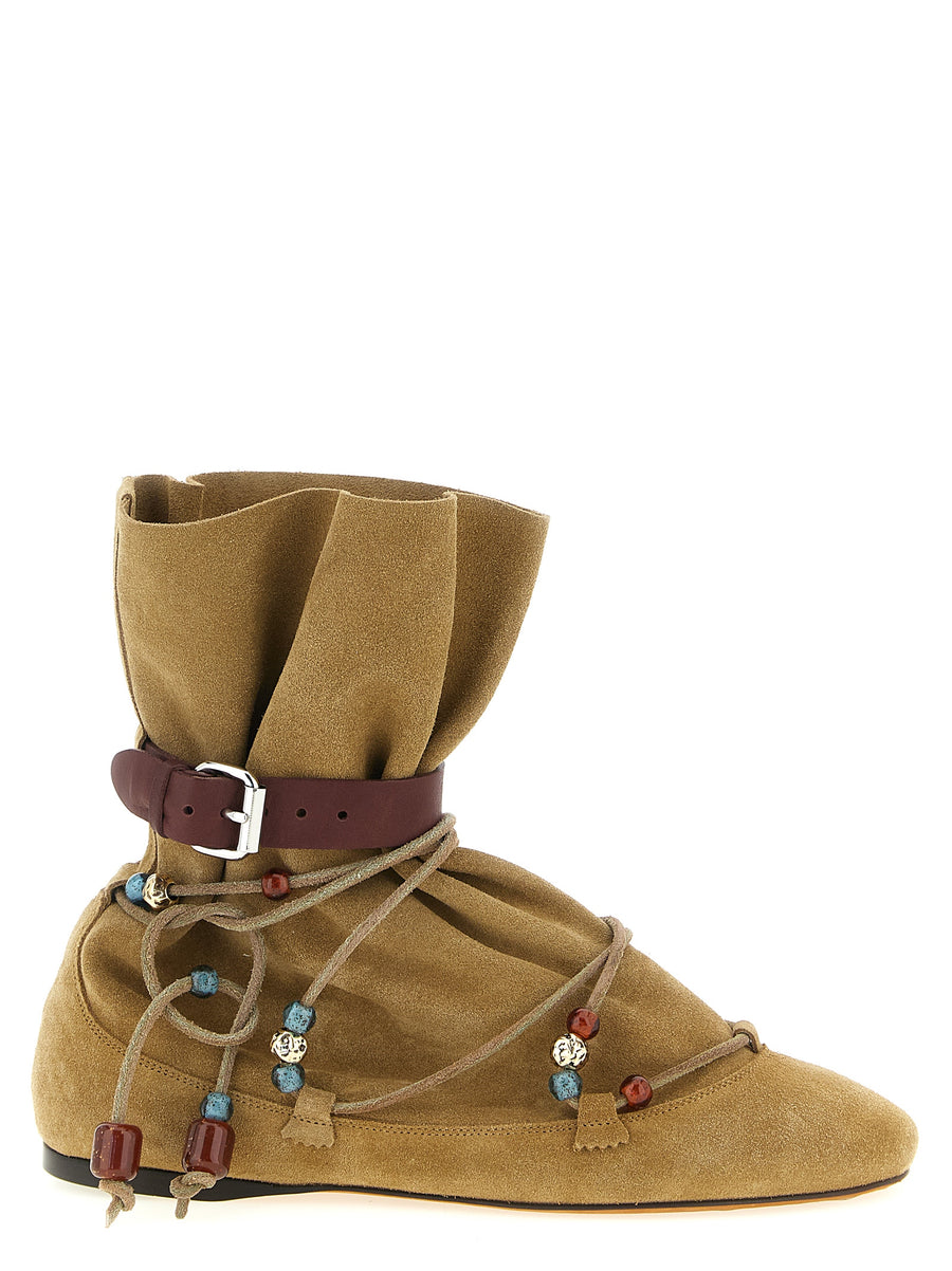 Isabel Marant 100% calfskin leather ankle boot in beige