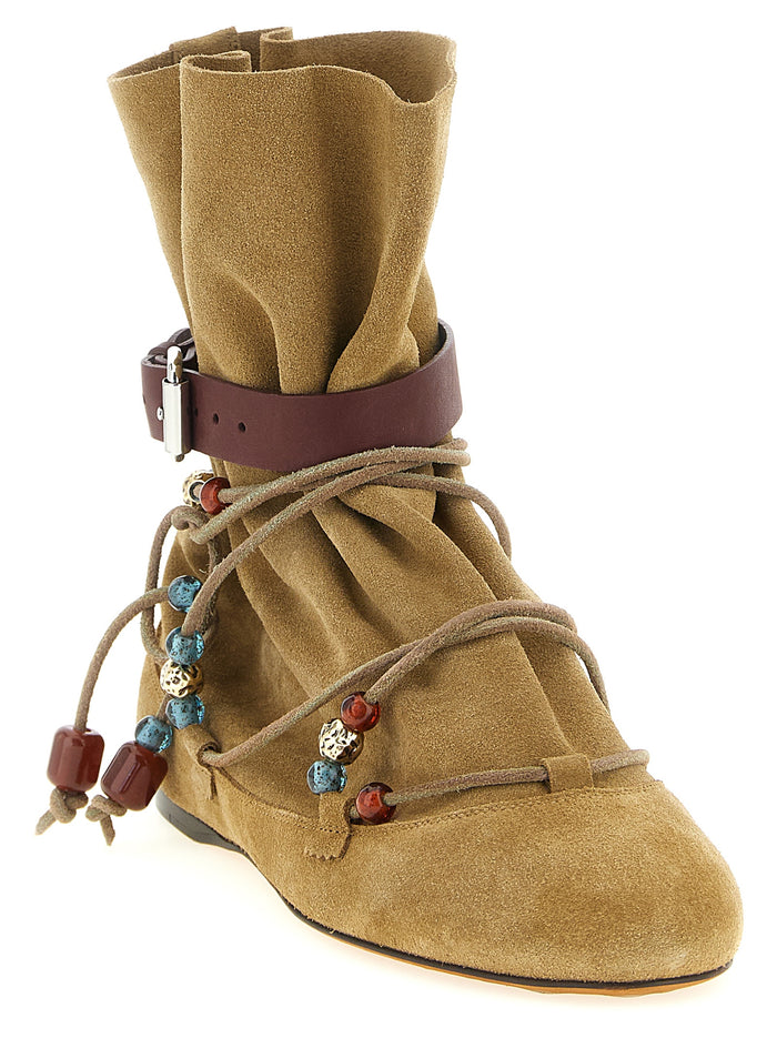 Isabel Marant 100% calfskin leather ankle boot in beige — view 2