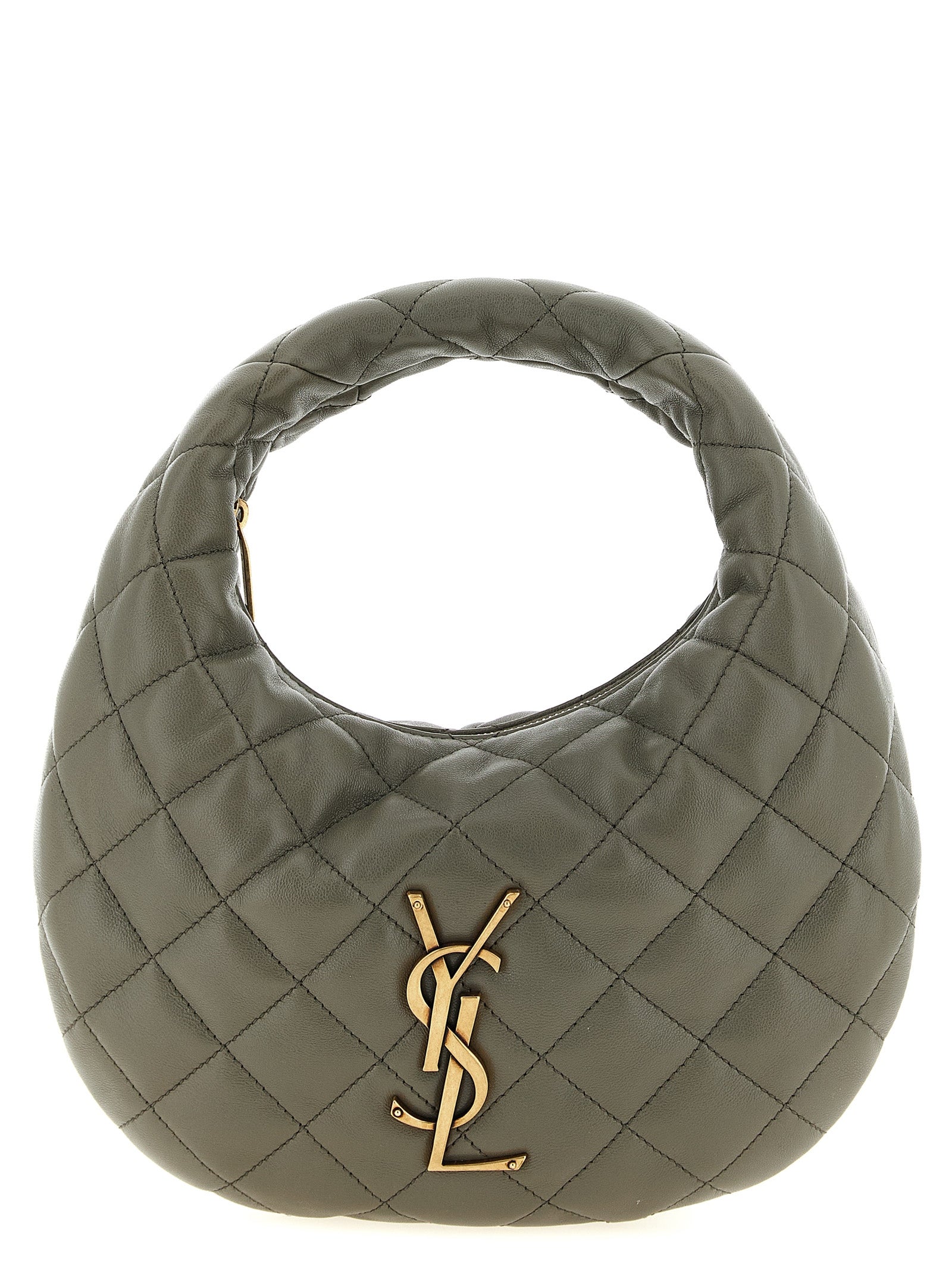 Gray Lamb Leather Handbag Bag