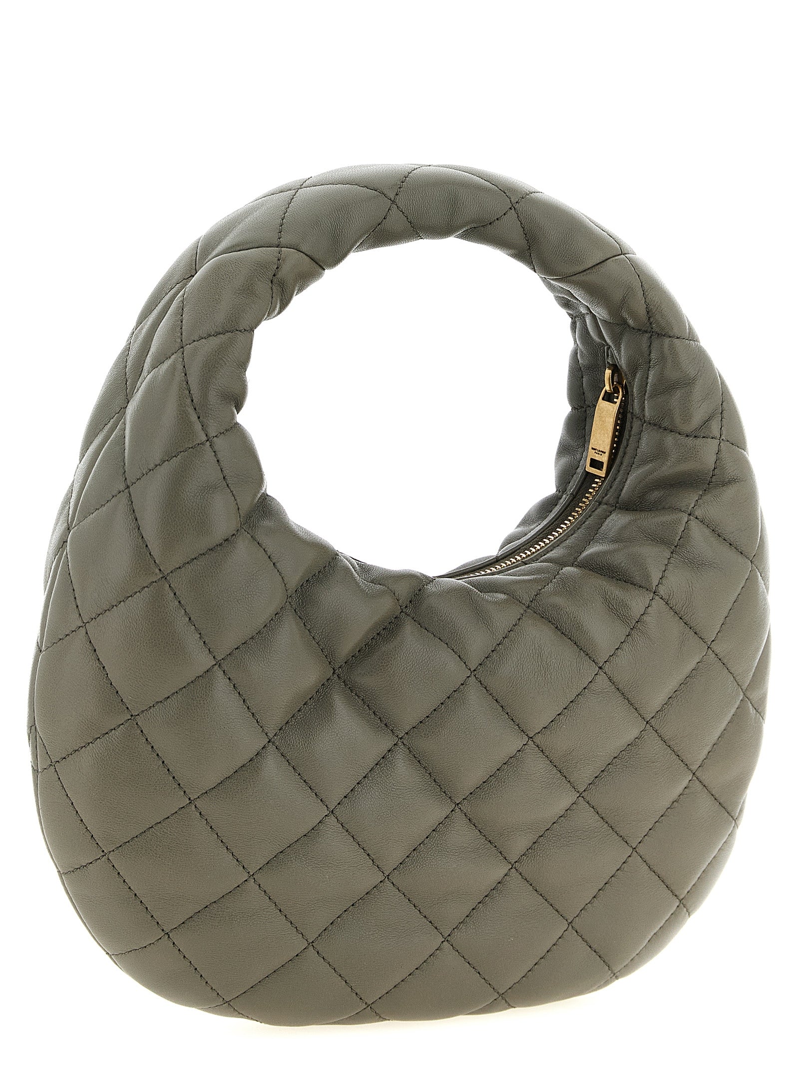 Gray Lamb Leather Handbag Bag