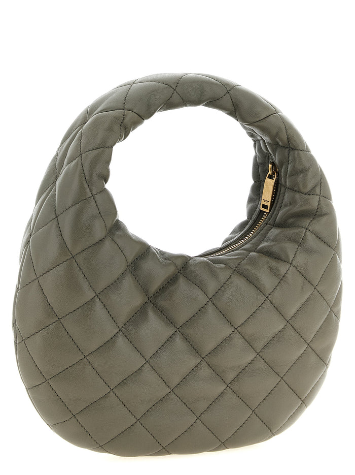 Gray Lamb Leather Handbag Bag