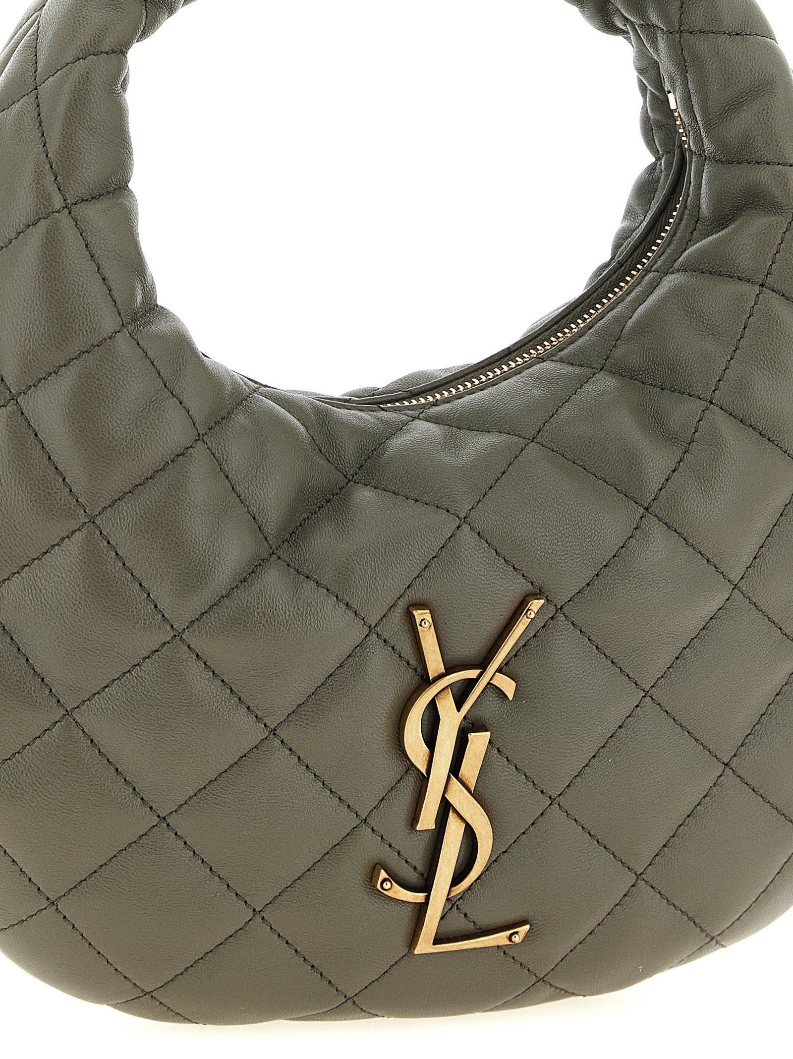 Gray Lamb Leather Handbag Bag
