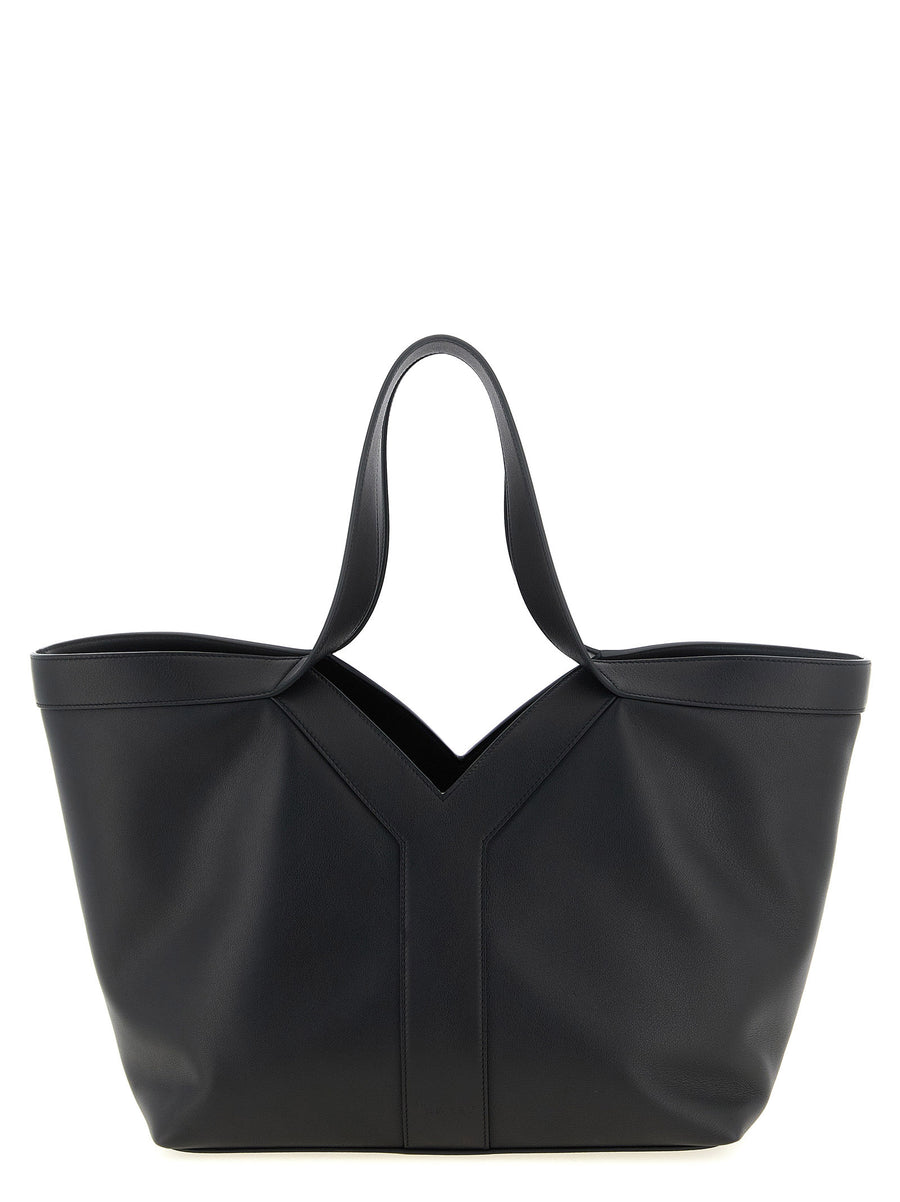 Saint Laurent 100% calfskin leather tote bag in black