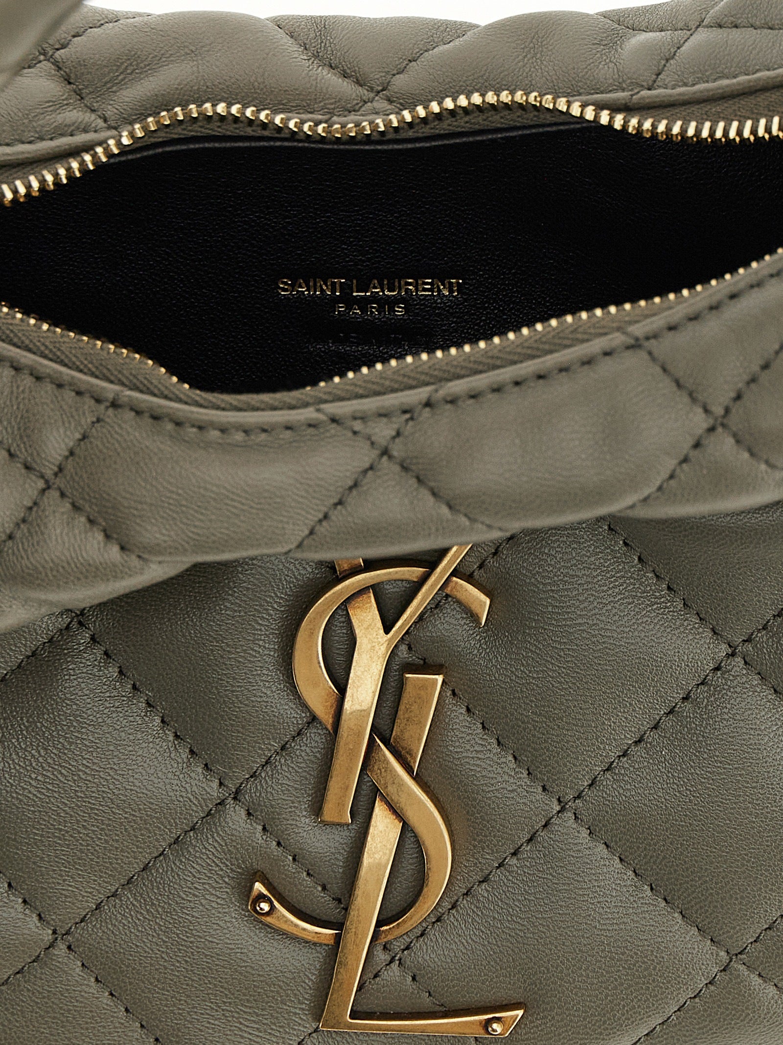 Gray Lamb Leather Handbag Bag