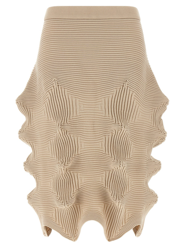 Issey Miyake 75% Polyester skirt in beige