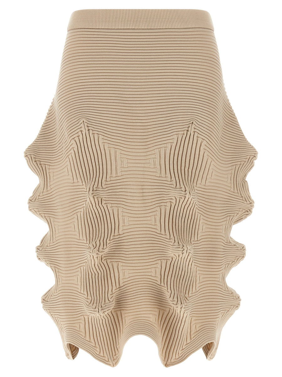 Issey Miyake 75% Polyester skirt in beige