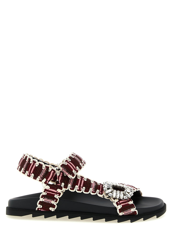Roger Vivier 90% polyester sandals in burgundy