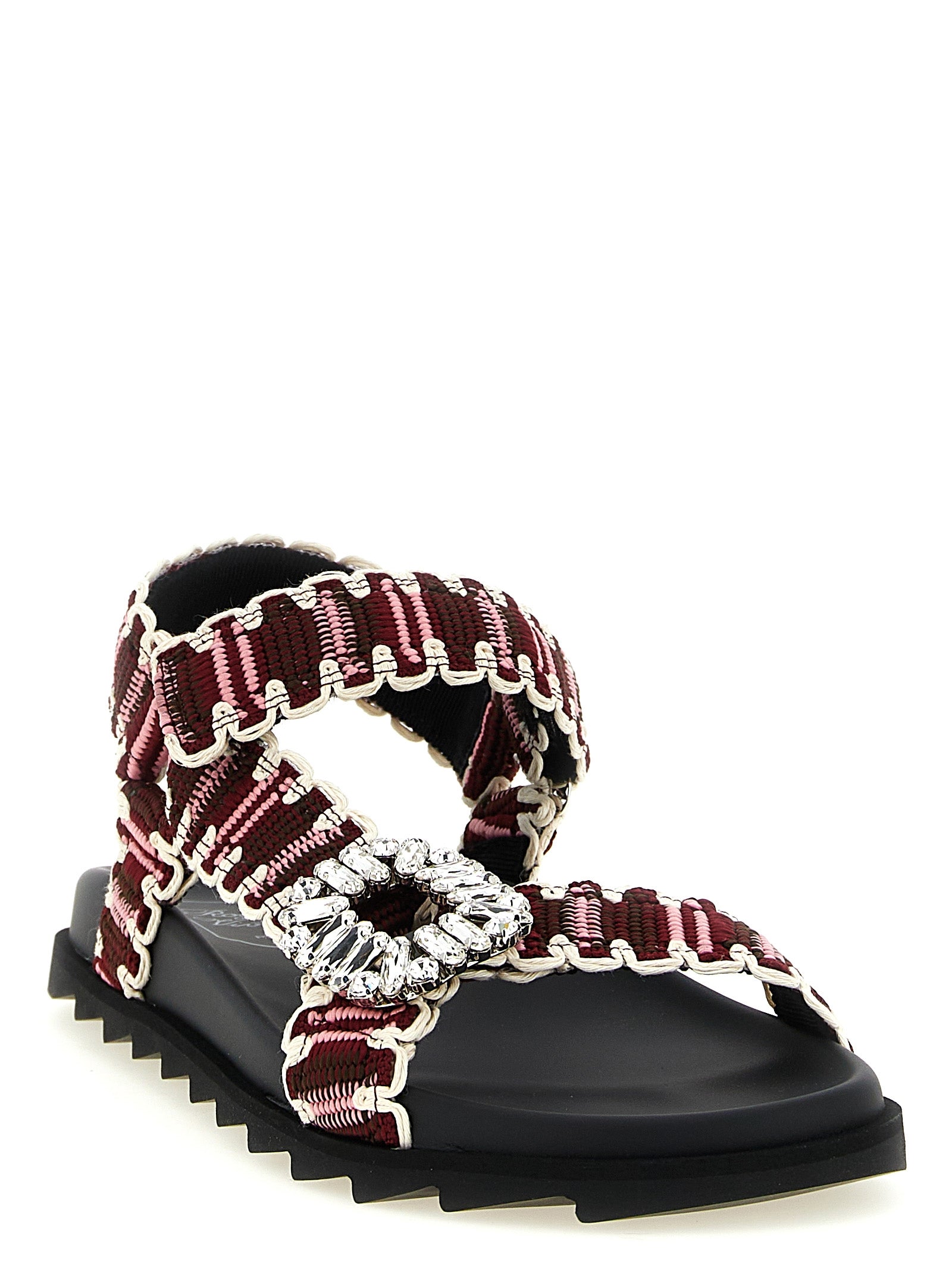 Roger Vivier 90% polyester sandals in burgundy — view 2