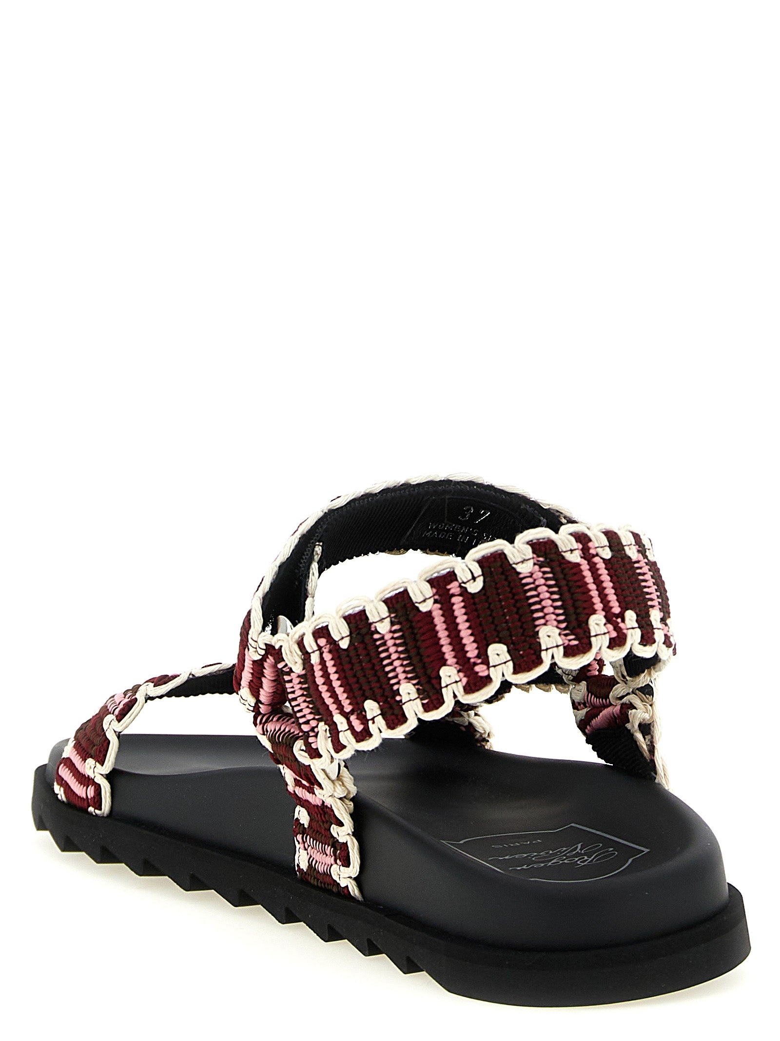 Roger Vivier 90% polyester sandals in burgundy — view 3