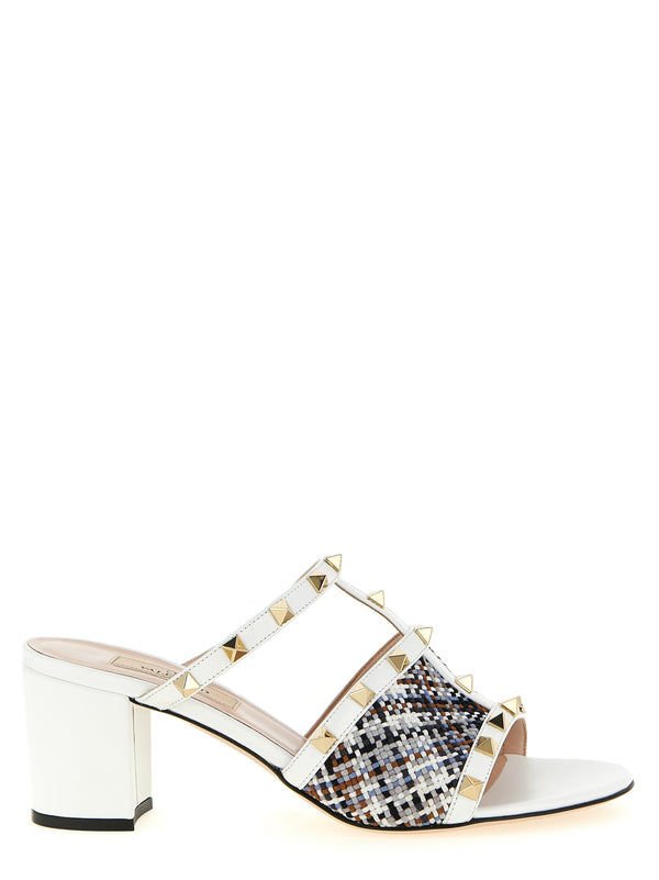 Valentino Garavani 100% polyester [per feed]; Crafted from white calf leather with multicolor woven raffia cotton embroidery mule in white