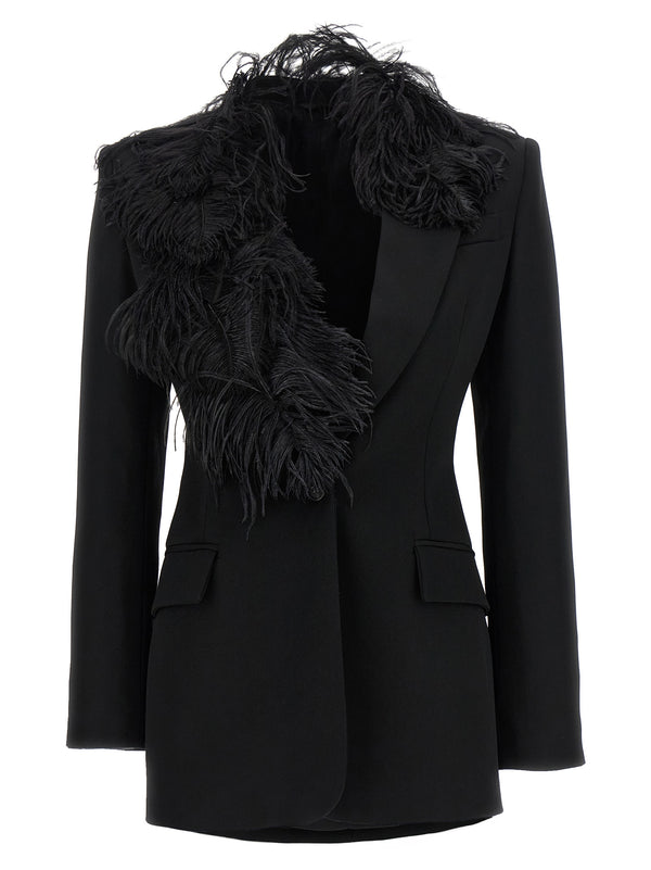 The Attico 100% Virgin Wool with viscose lining blazer in black