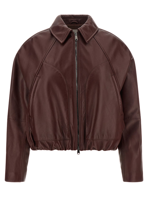 Brunello Cucinelli 100% calfskin leather (Bos Taurus) jacket in bordeaux
