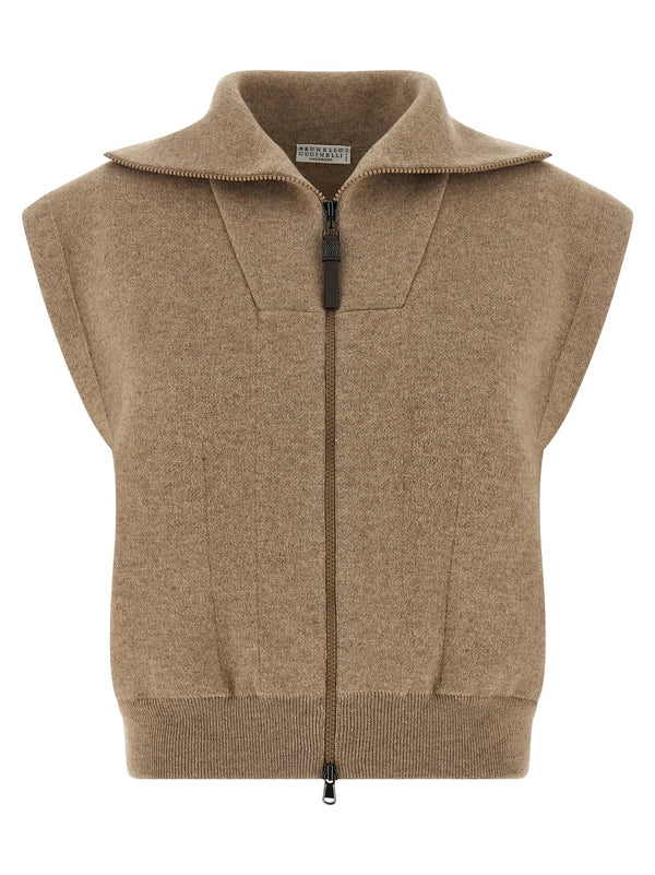 Brunello Cucinelli 96% Cashmere vest in beige