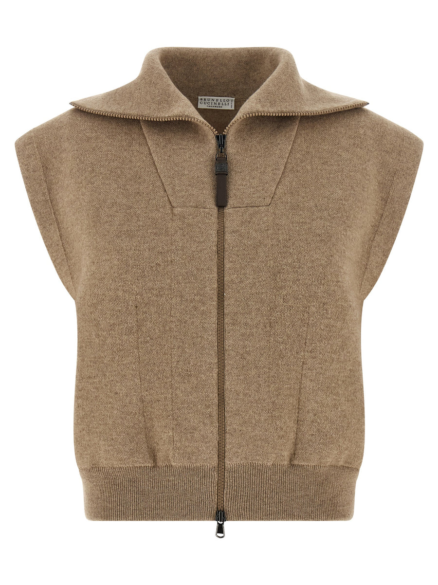 Brunello Cucinelli 96% Cashmere vest in beige