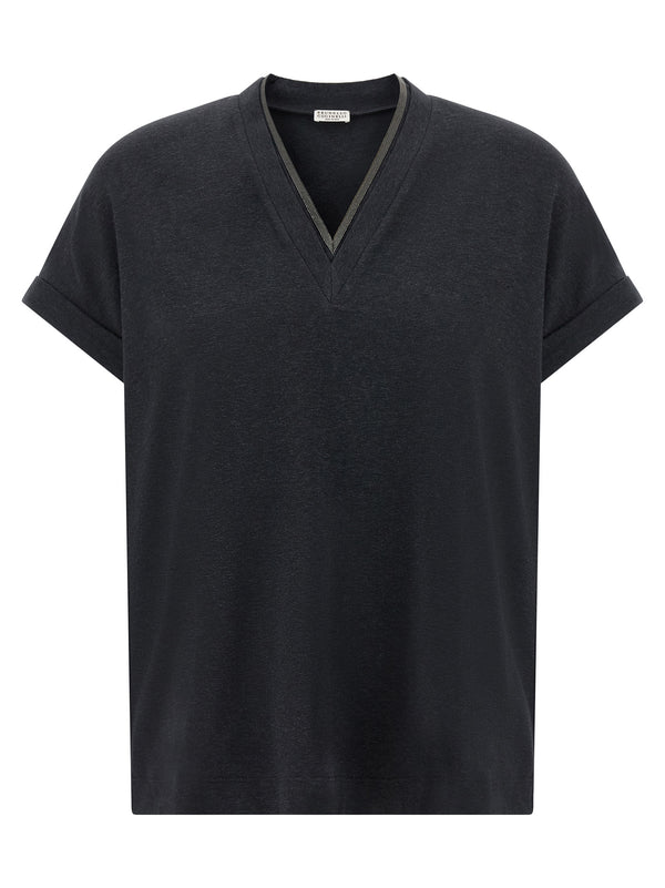 Brunello Cucinelli 93% cotton t-shirt in gray