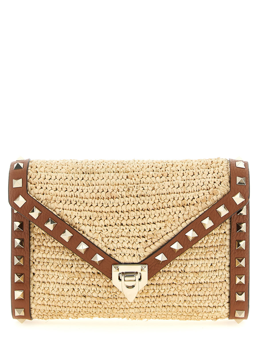 Valentino Garavani 100% straw crossbody bag in beige