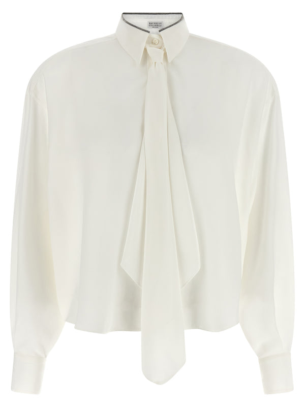 Brunello Cucinelli 100% silk blouse in white