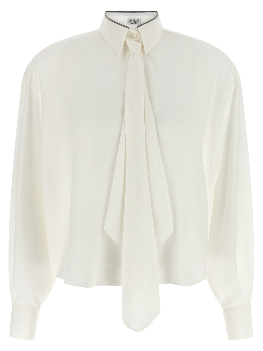 Brunello Cucinelli 100% silk blouse in white