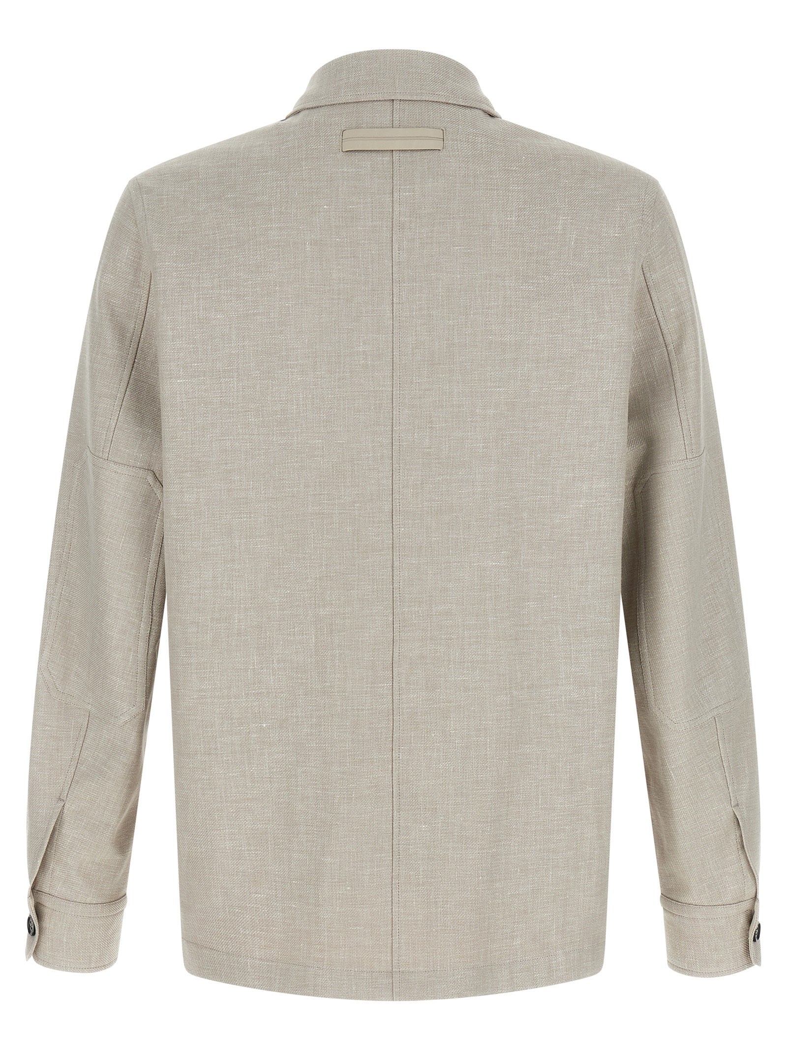 Zegna 46% Linen overshirt in gray — view 2