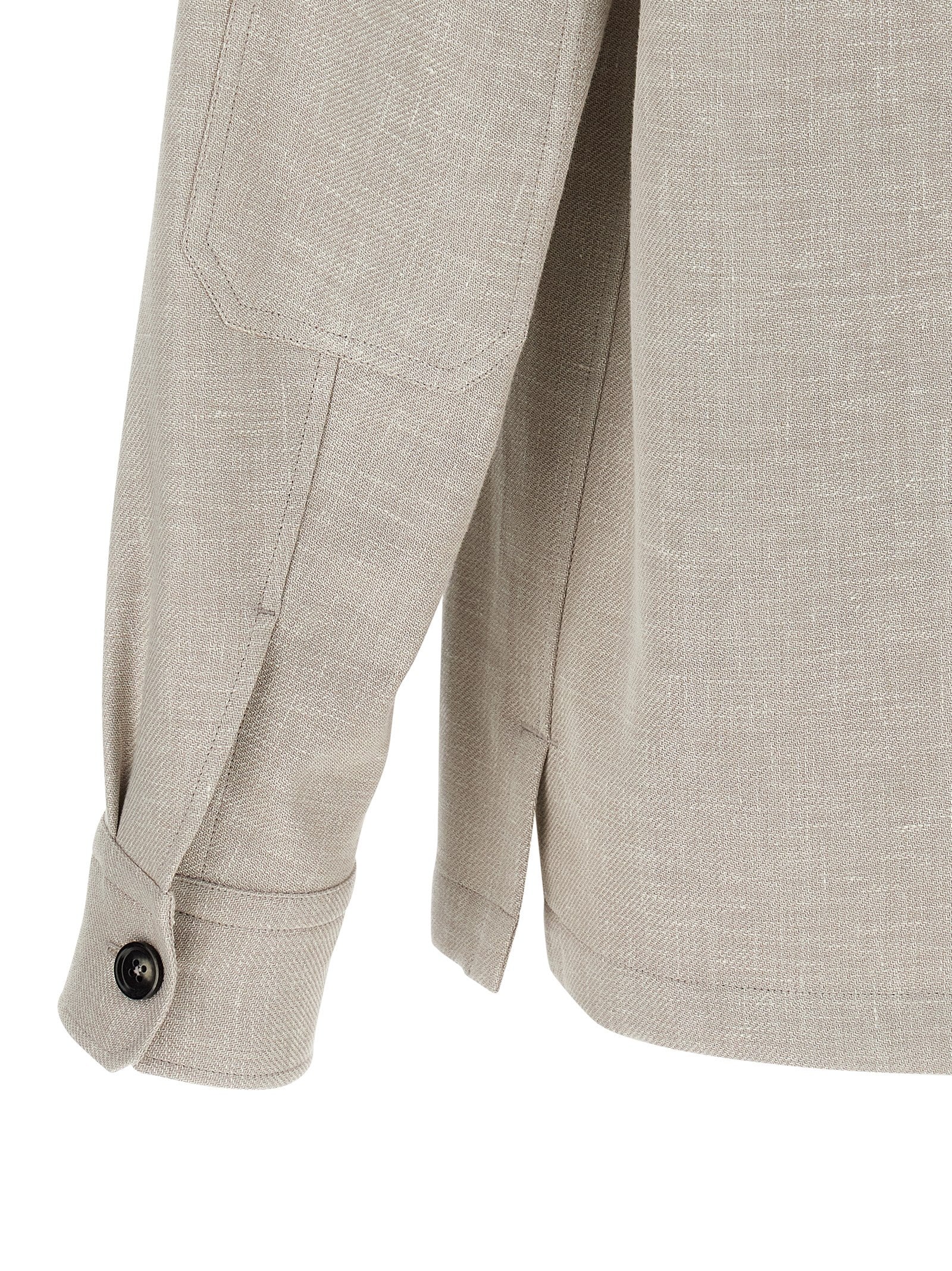 Zegna 46% Linen overshirt in gray — view 4