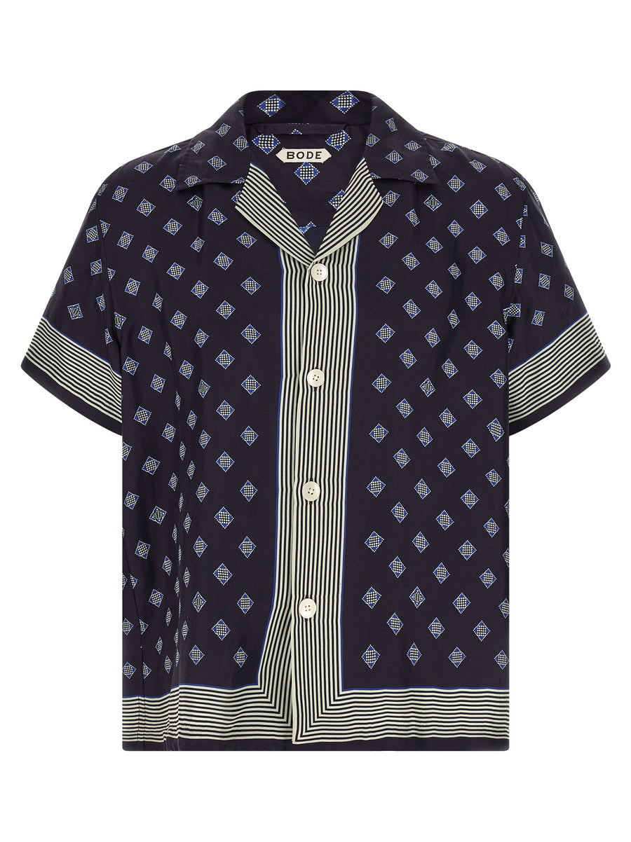 Bode 100% Silk shirt in navy