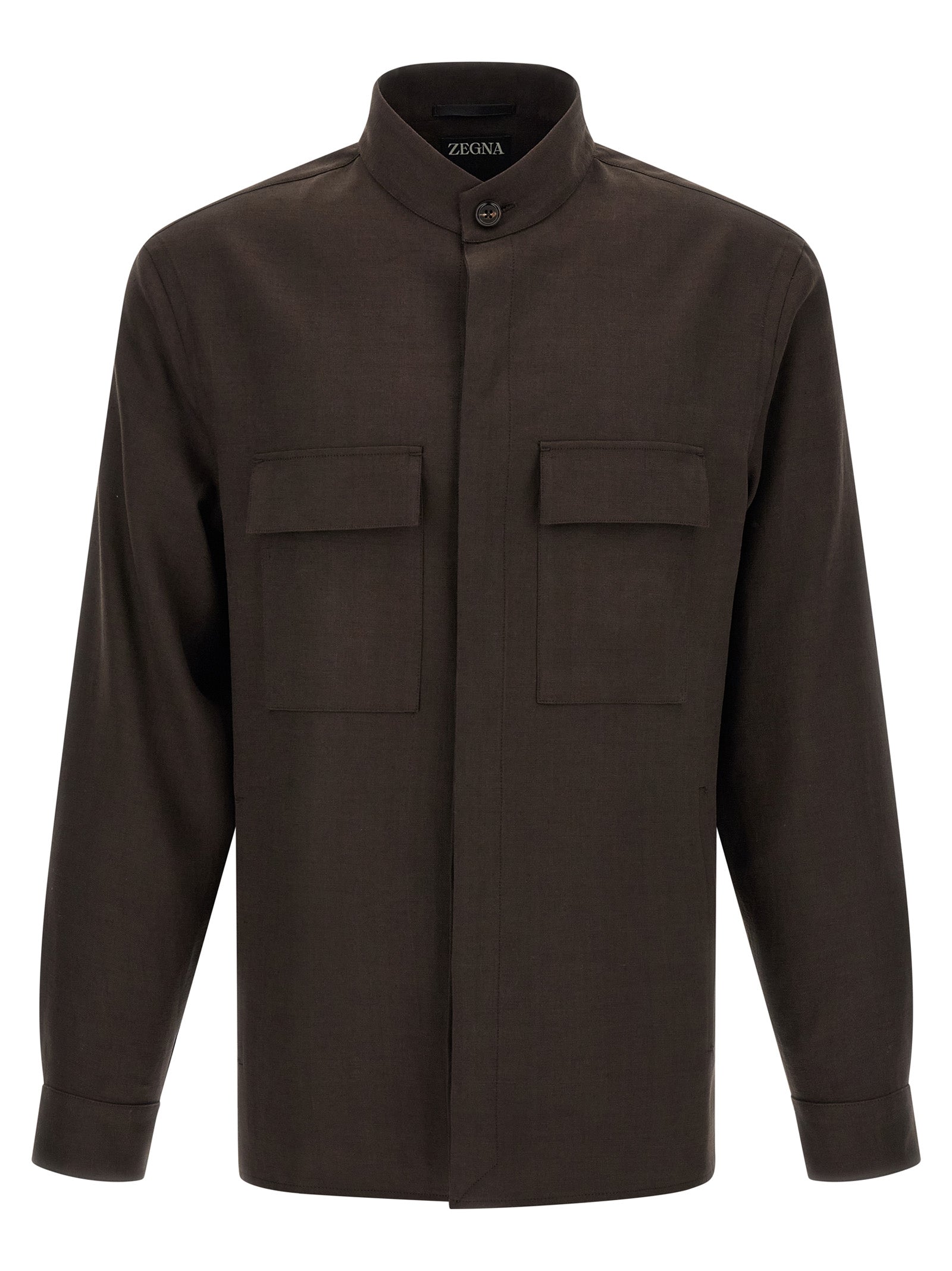Zegna 100% linen overshirt in brown