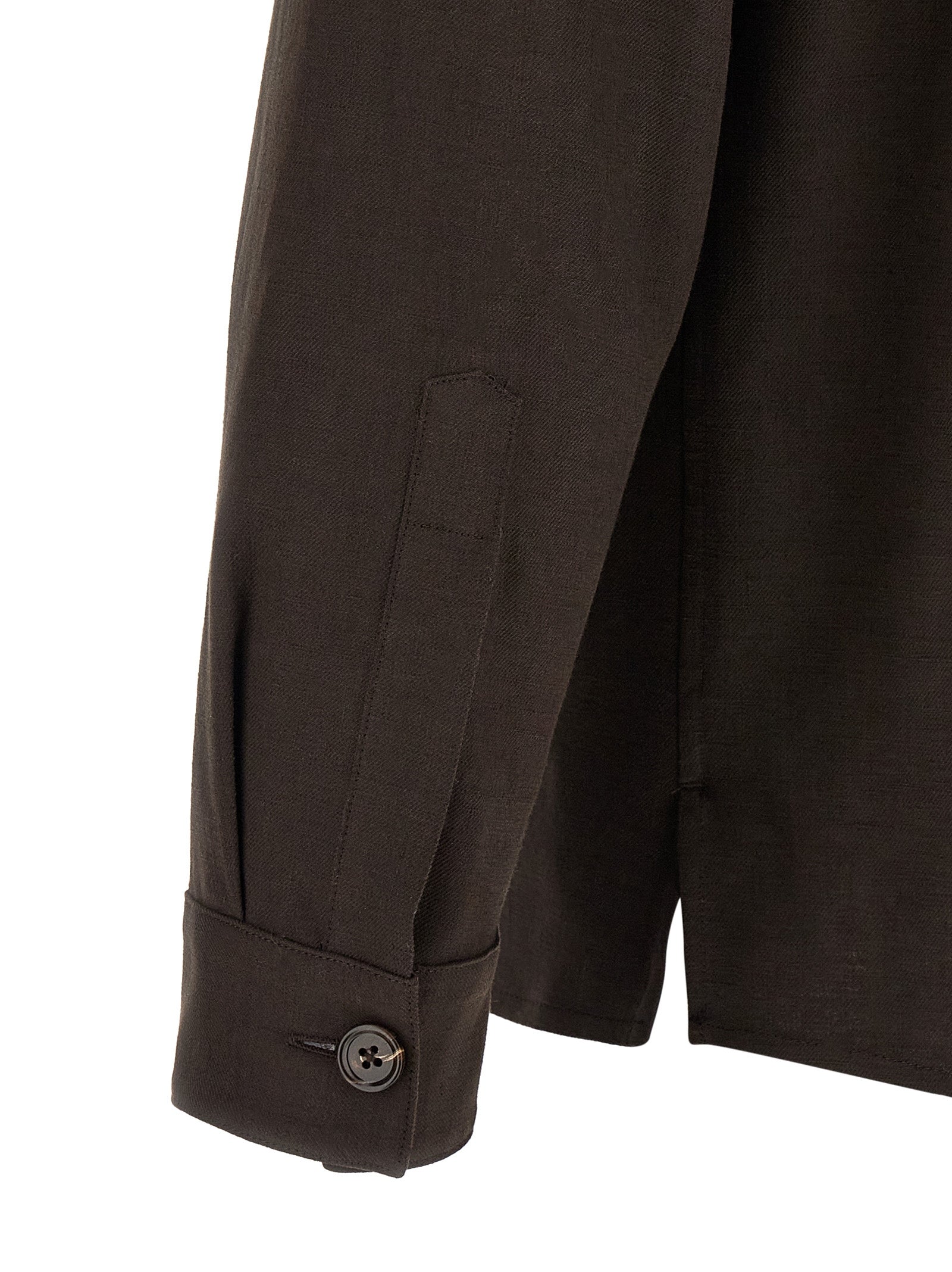 Zegna 100% linen overshirt in brown — view 4