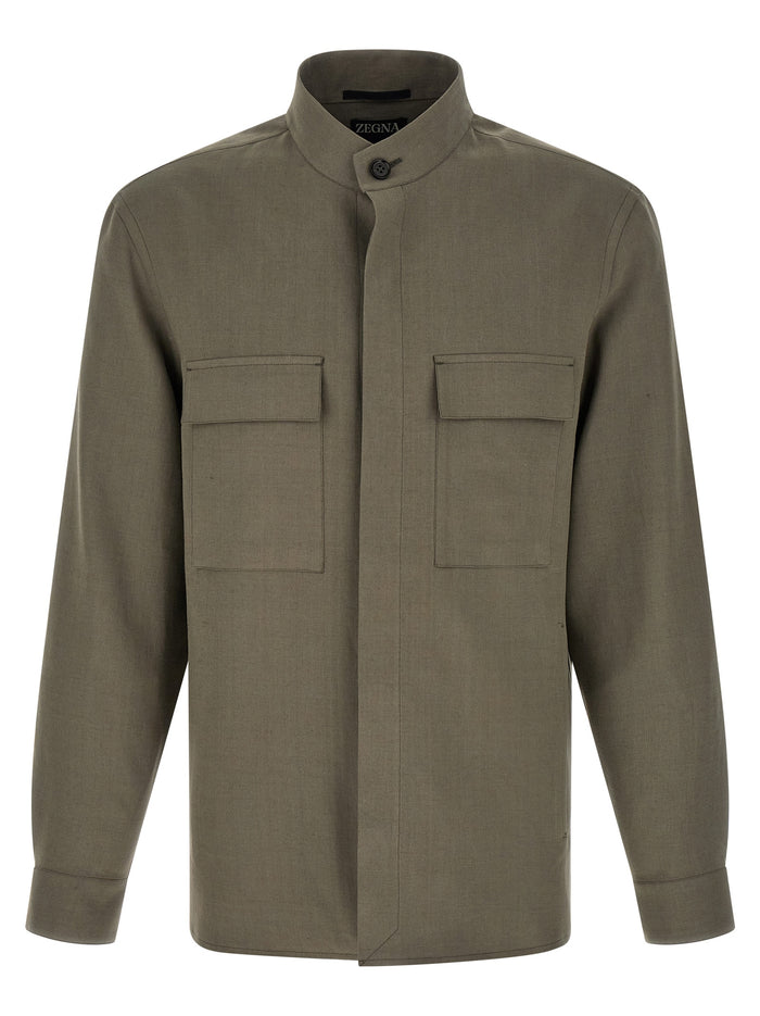 Zegna 100% Linen overshirt in gray