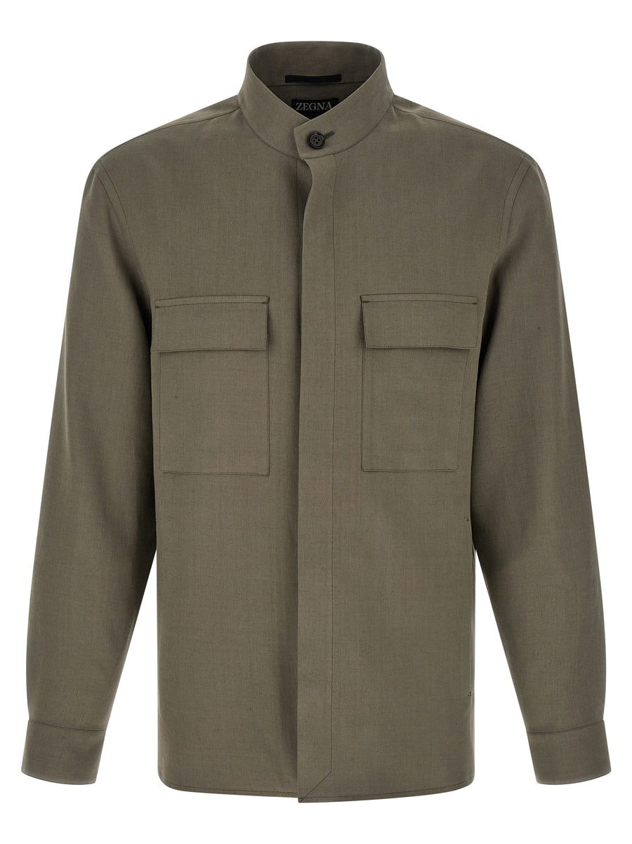 Zegna 100% Linen overshirt in gray