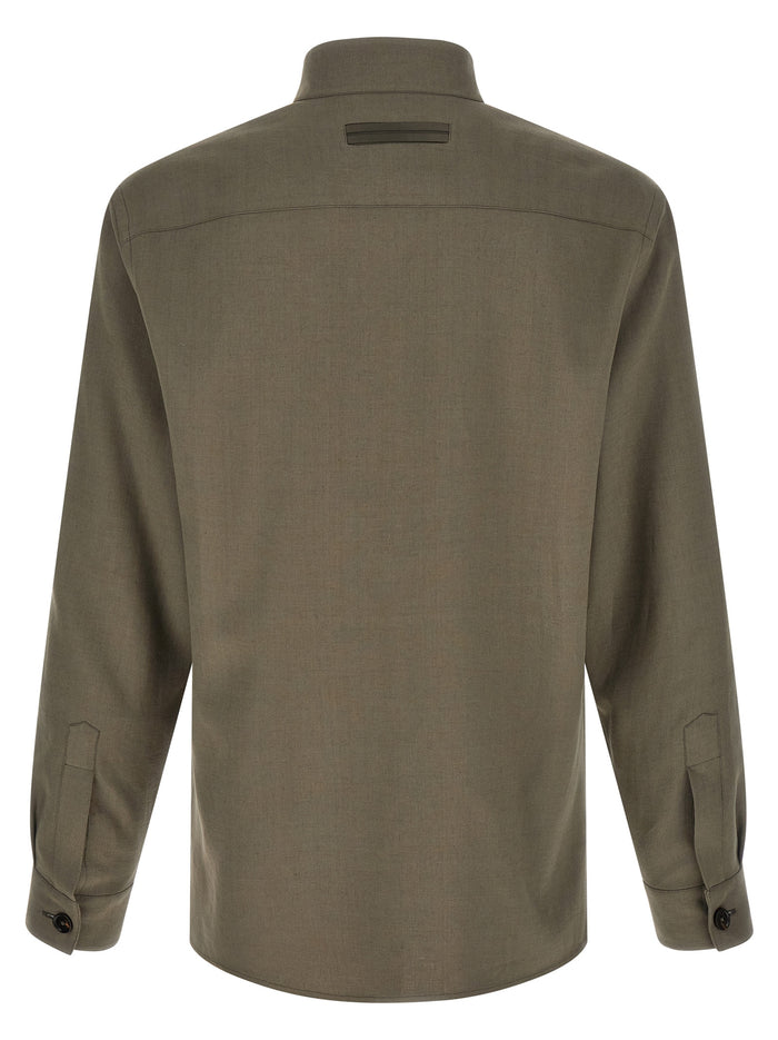 Zegna 100% Linen overshirt in gray — view 2