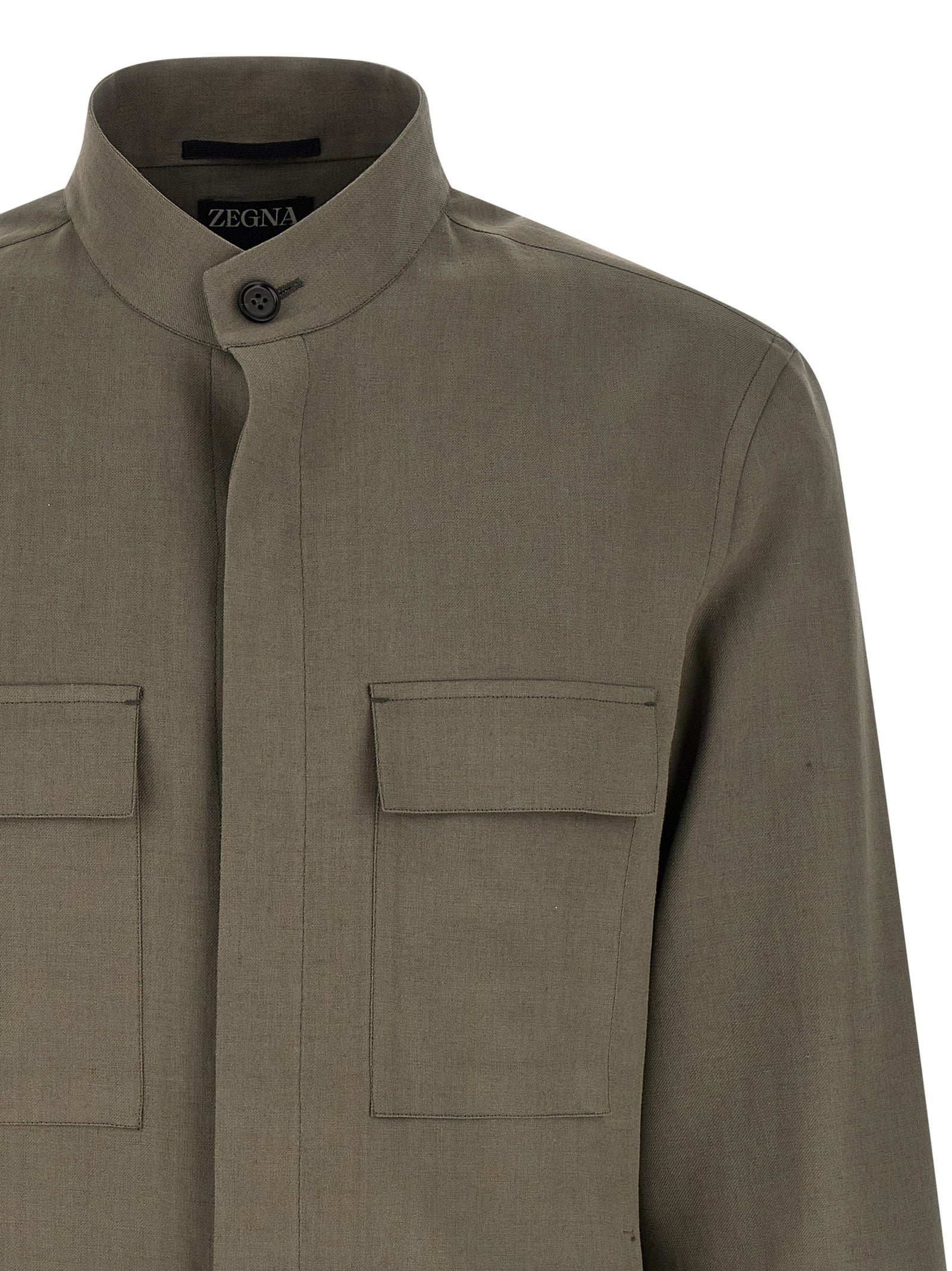 Zegna 100% Linen overshirt in gray — view 3