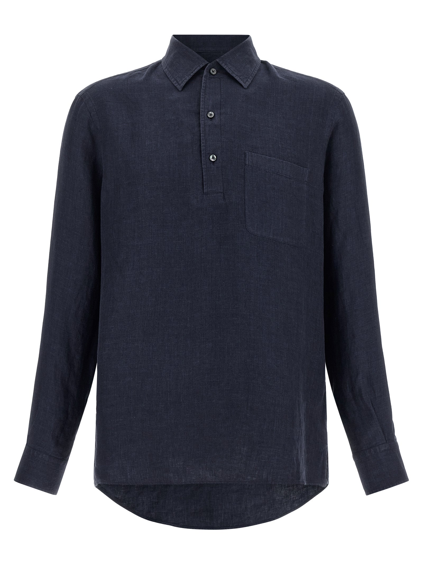 Zegna 100% linen polo shirt in blue