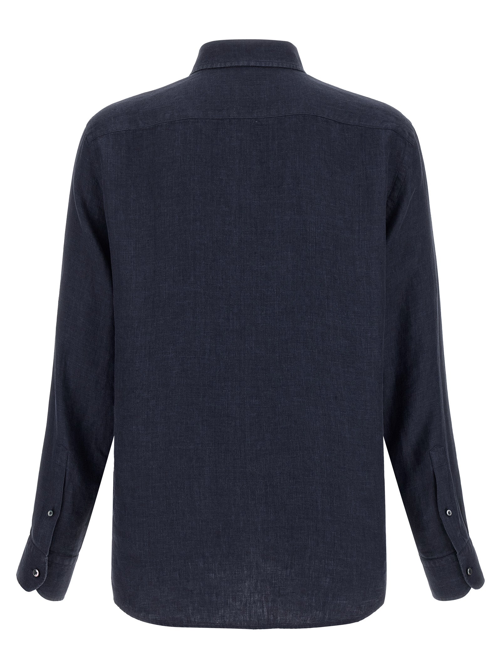 Zegna 100% linen polo shirt in blue — view 2