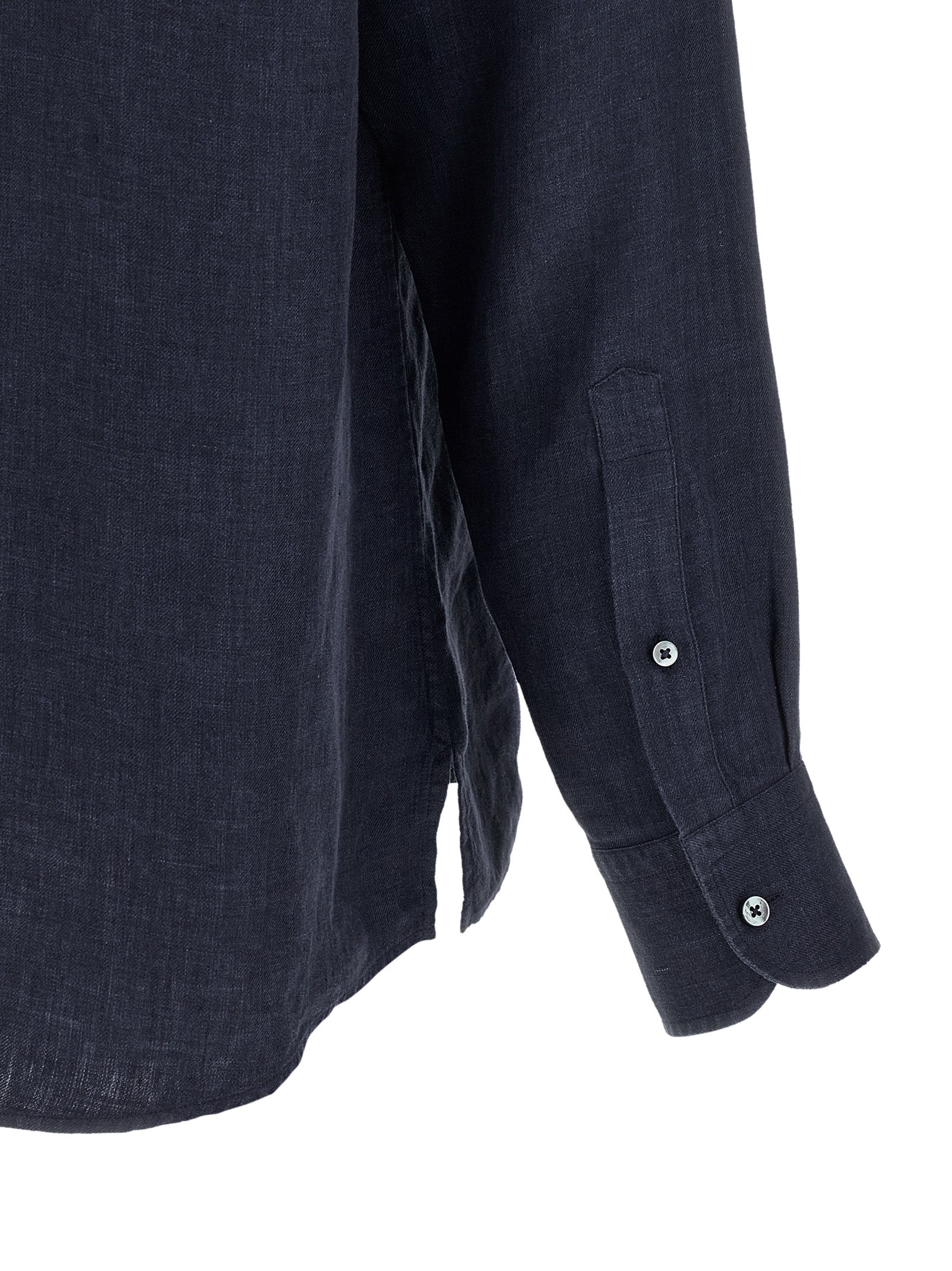 Zegna 100% linen polo shirt in blue — view 4
