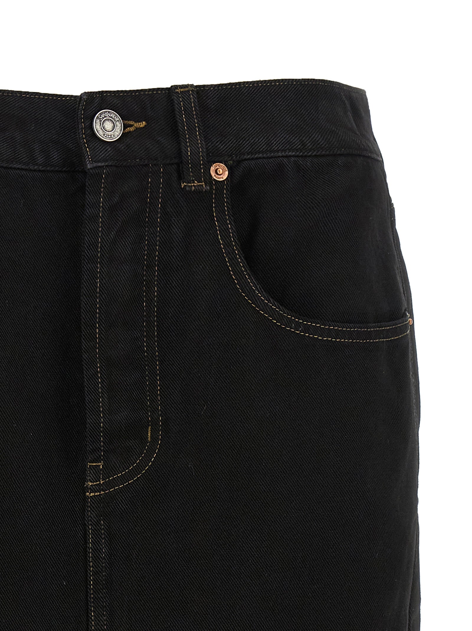 Saint Laurent 100% cotton skirt in black — view 3