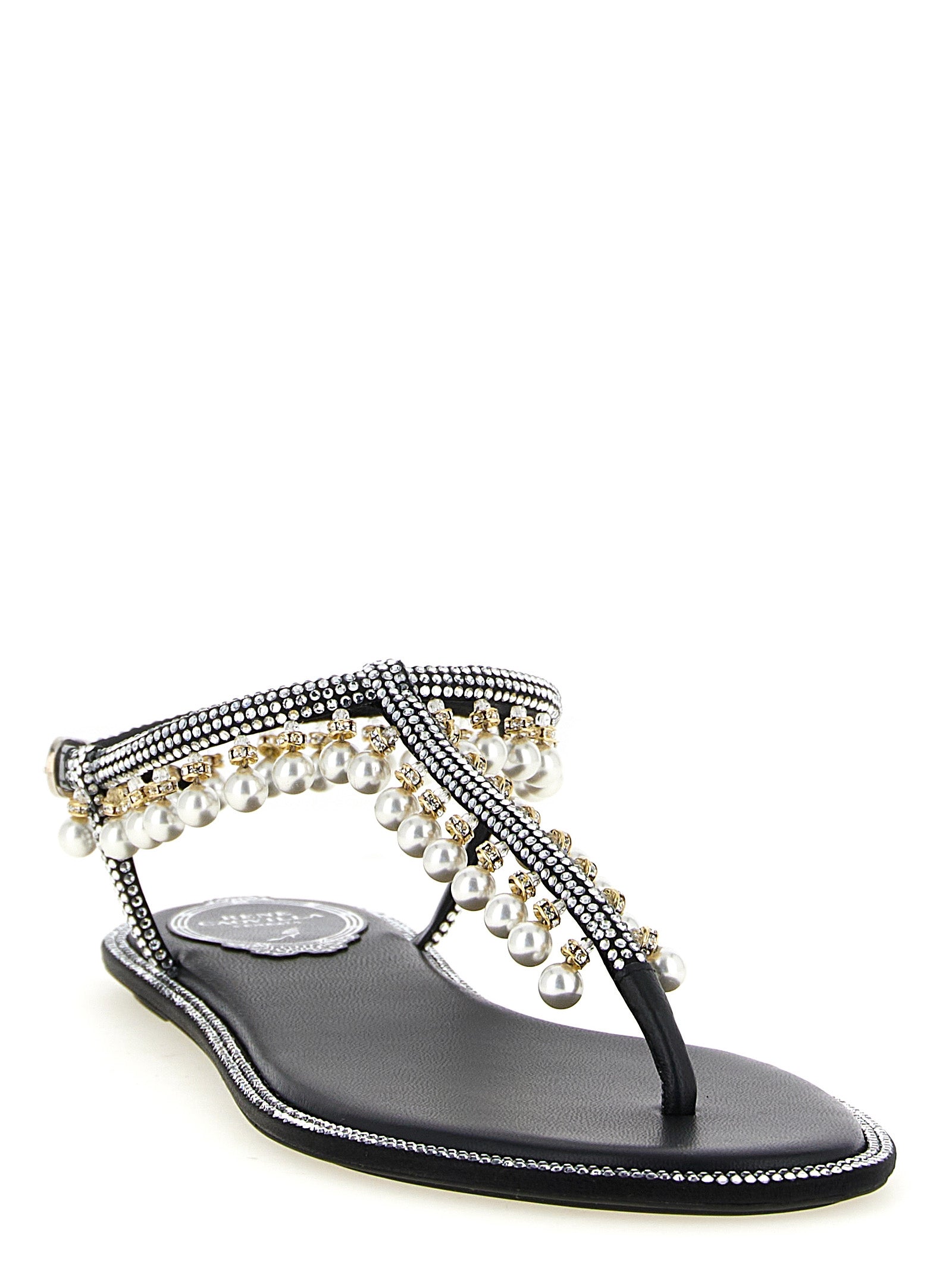 Rene Caovilla 68% Viscose sandal in black — view 2