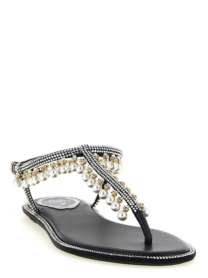 Rene Caovilla 68% Viscose sandal in black — view 2