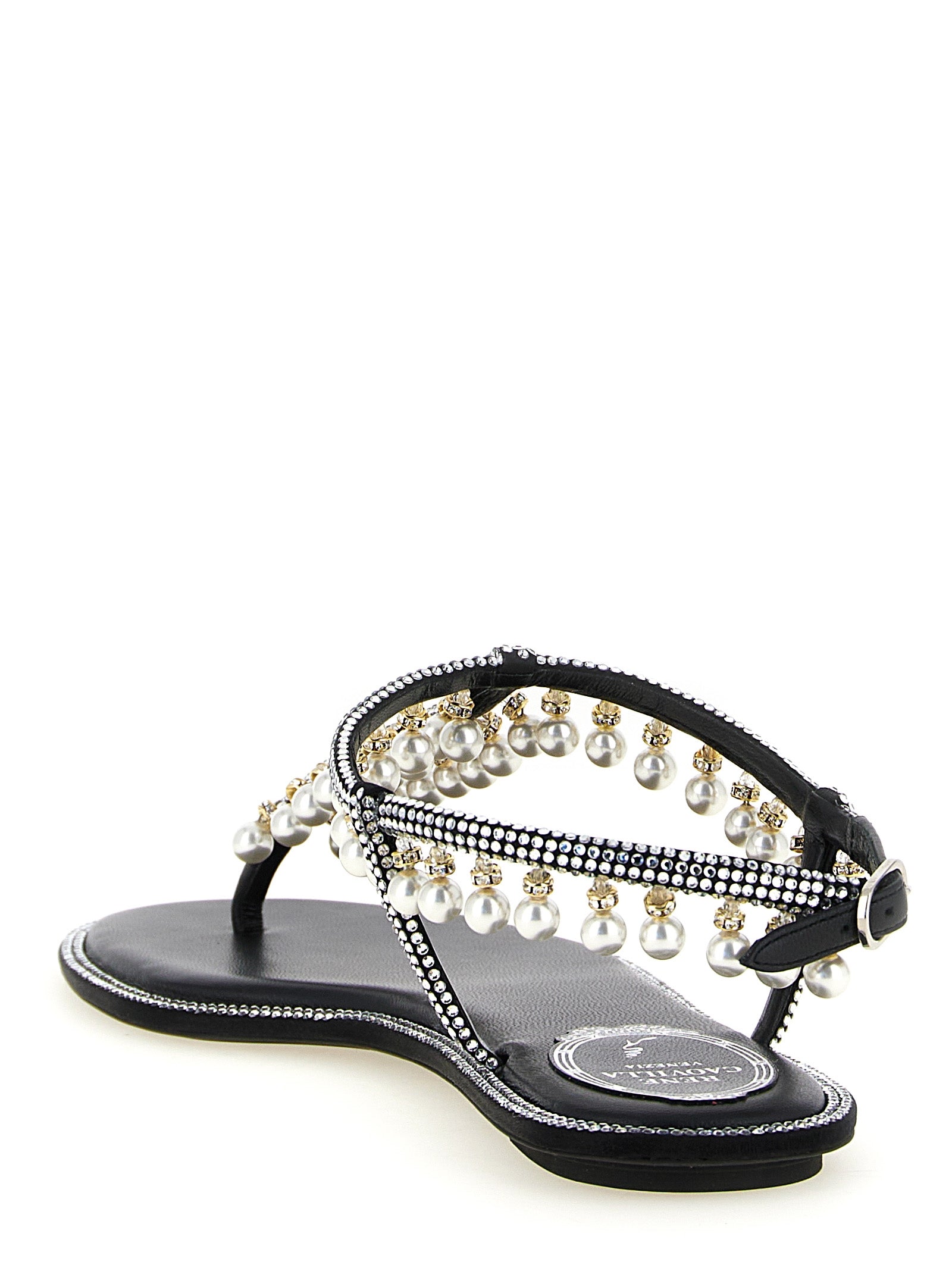 Rene Caovilla 68% Viscose sandal in black — view 3