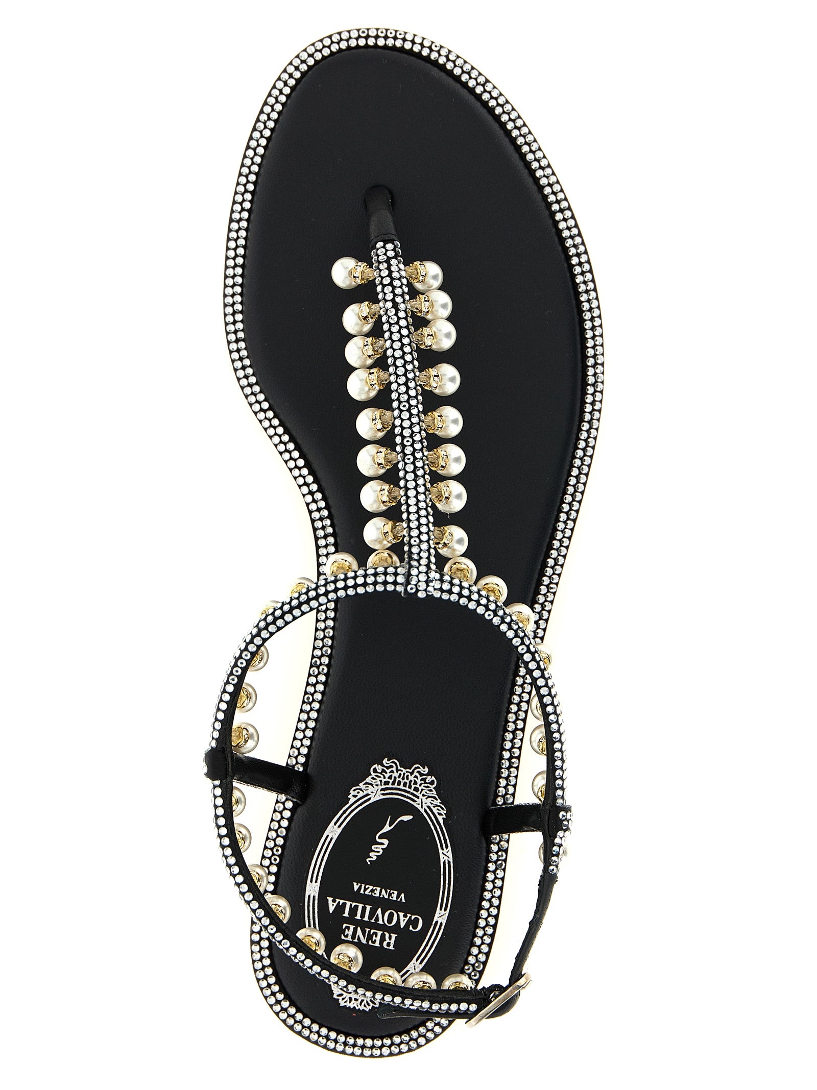 Rene Caovilla 68% Viscose sandal in black — view 4