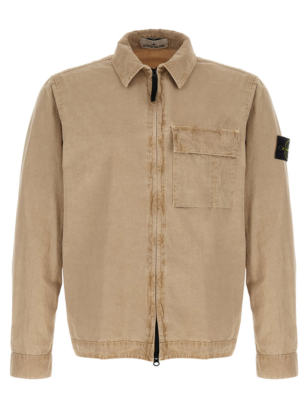 Stone Island 100% cotton overshirt in beige