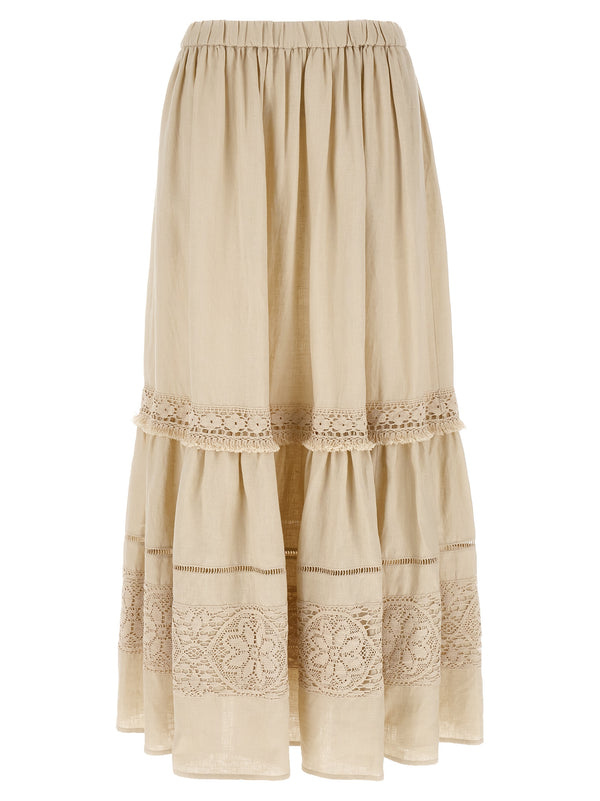 Max Mara 100% linen skirt in beige