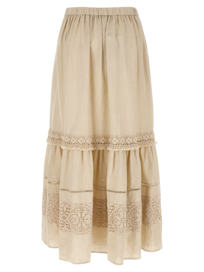 Max Mara 100% linen skirt in beige — view 2