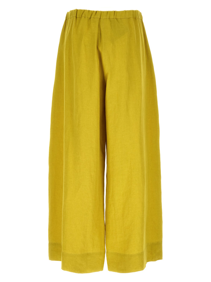 'S Max Mara 100% linen trousers in yellow — view 2