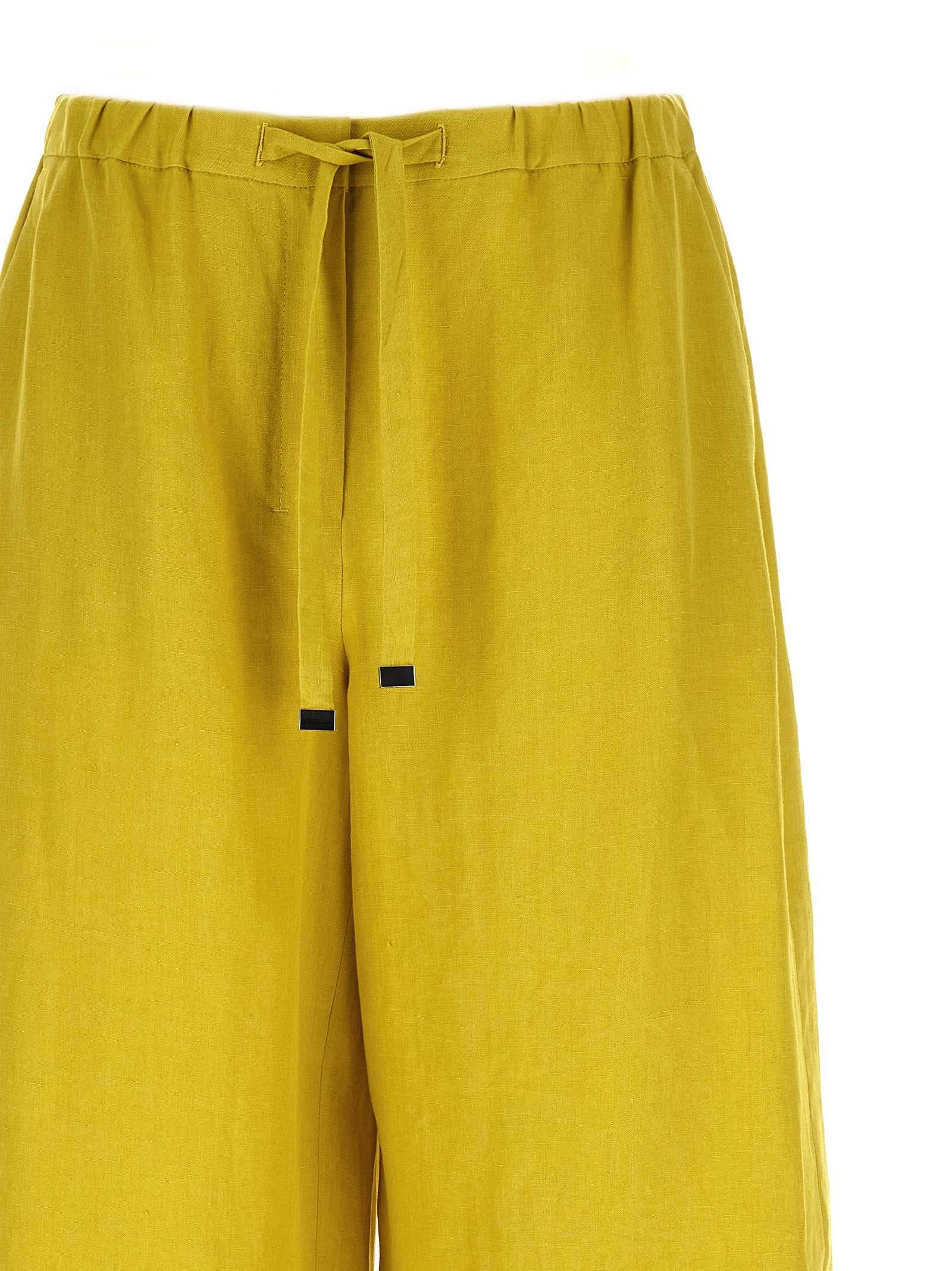 'S Max Mara 100% linen trousers in yellow — view 3
