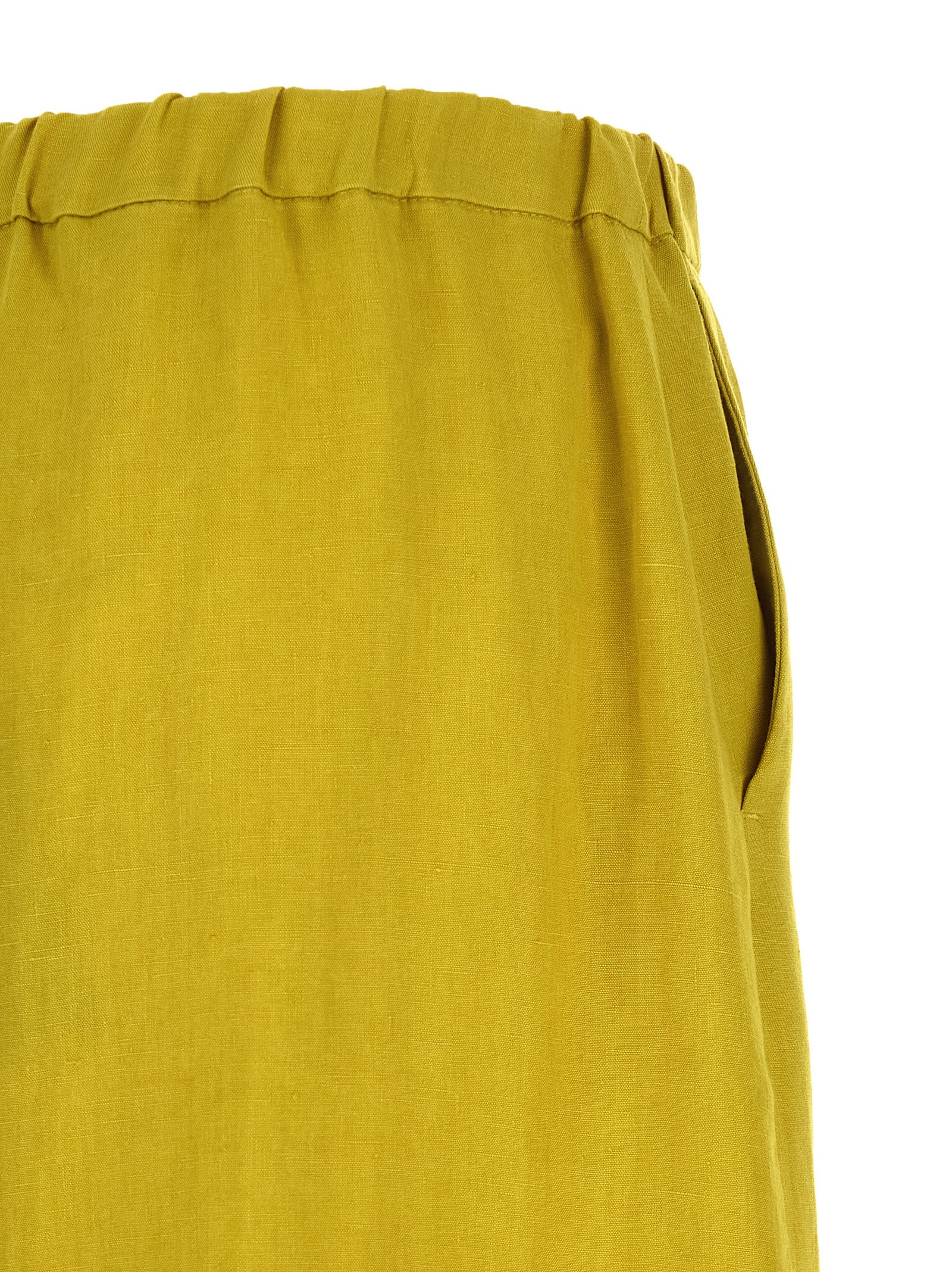 'S Max Mara 100% linen trousers in yellow — view 4