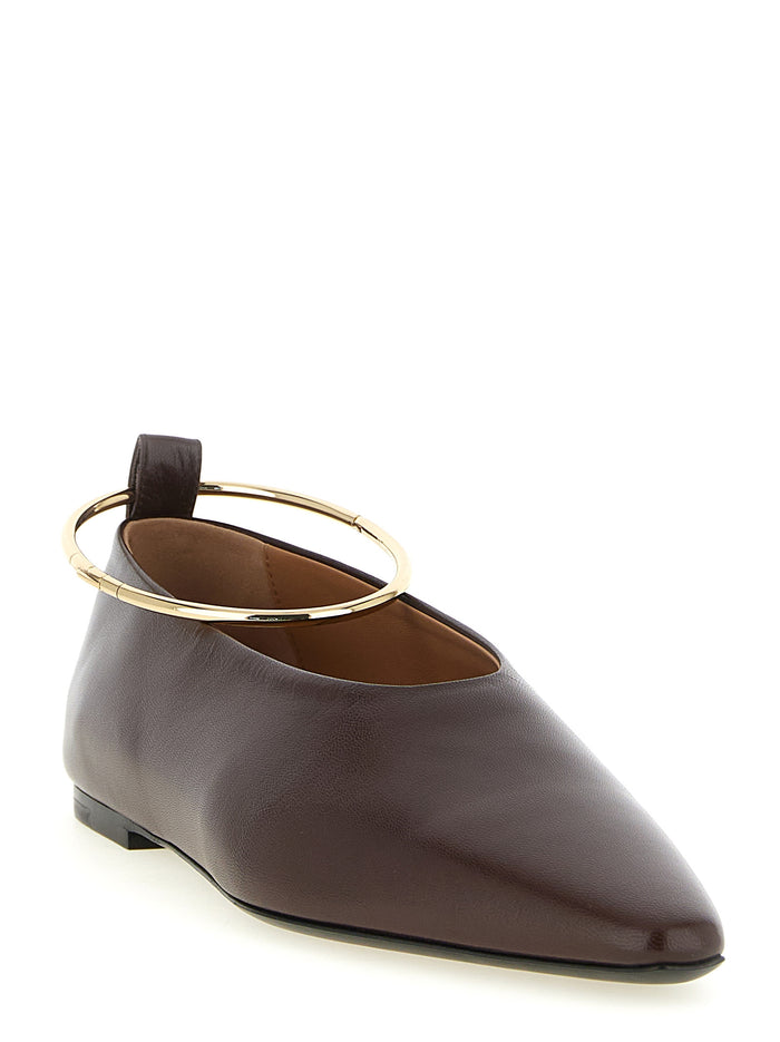 Jil Sander 100% goat leather ballet flat in brown — view 2