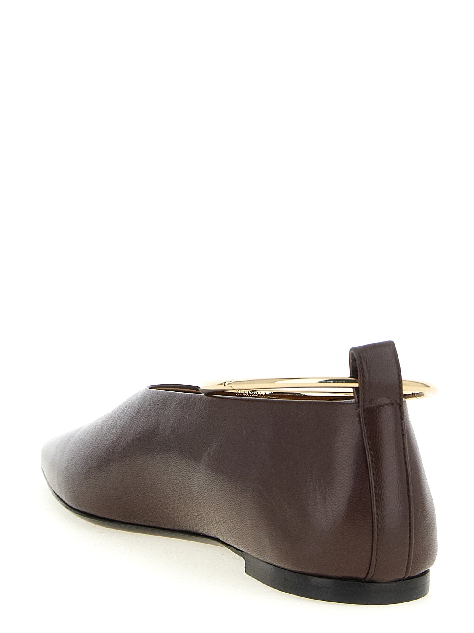 Jil Sander 100% goat leather ballet flat in brown — view 3